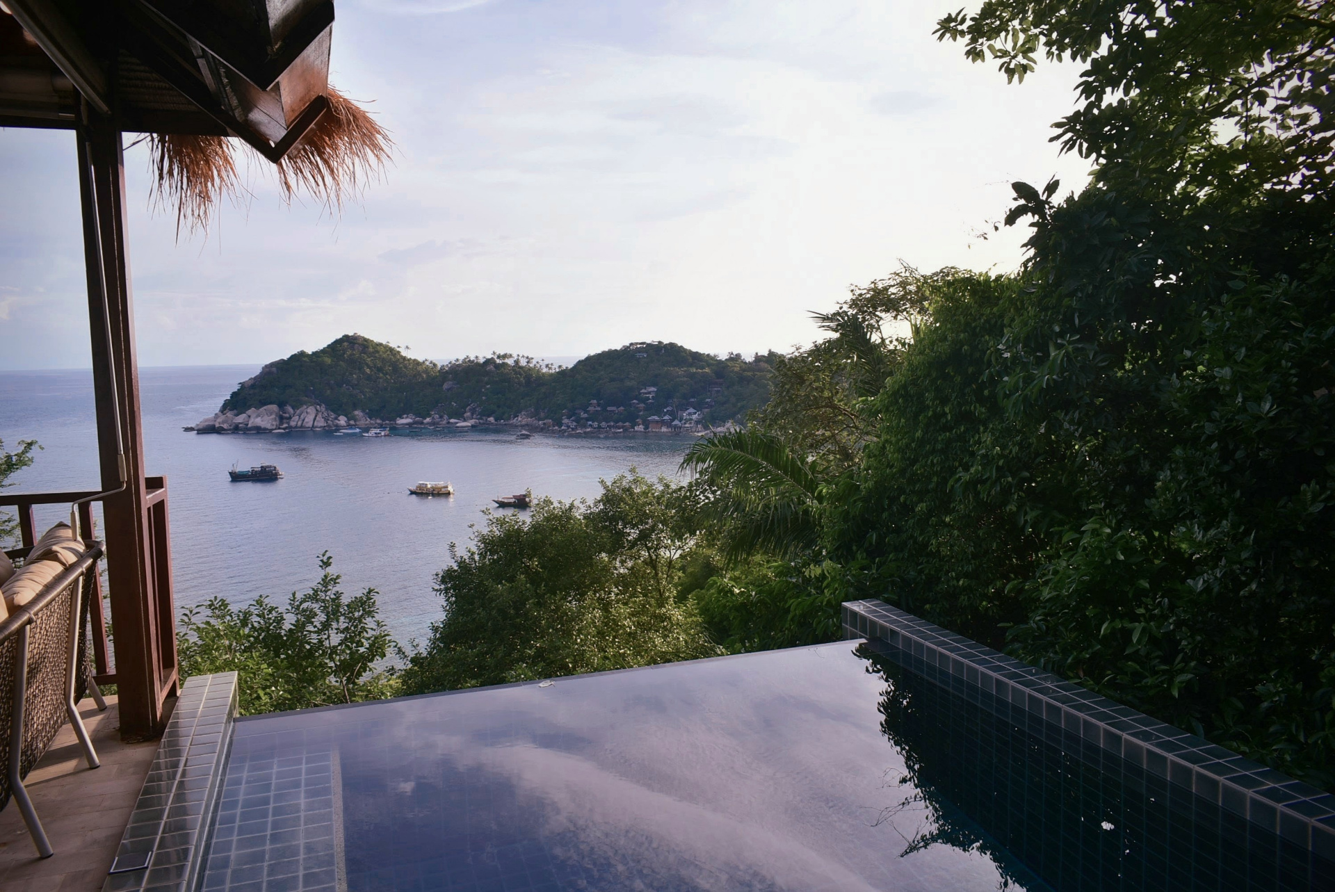 Plunge pool with sweeping sea view at The Trevally House