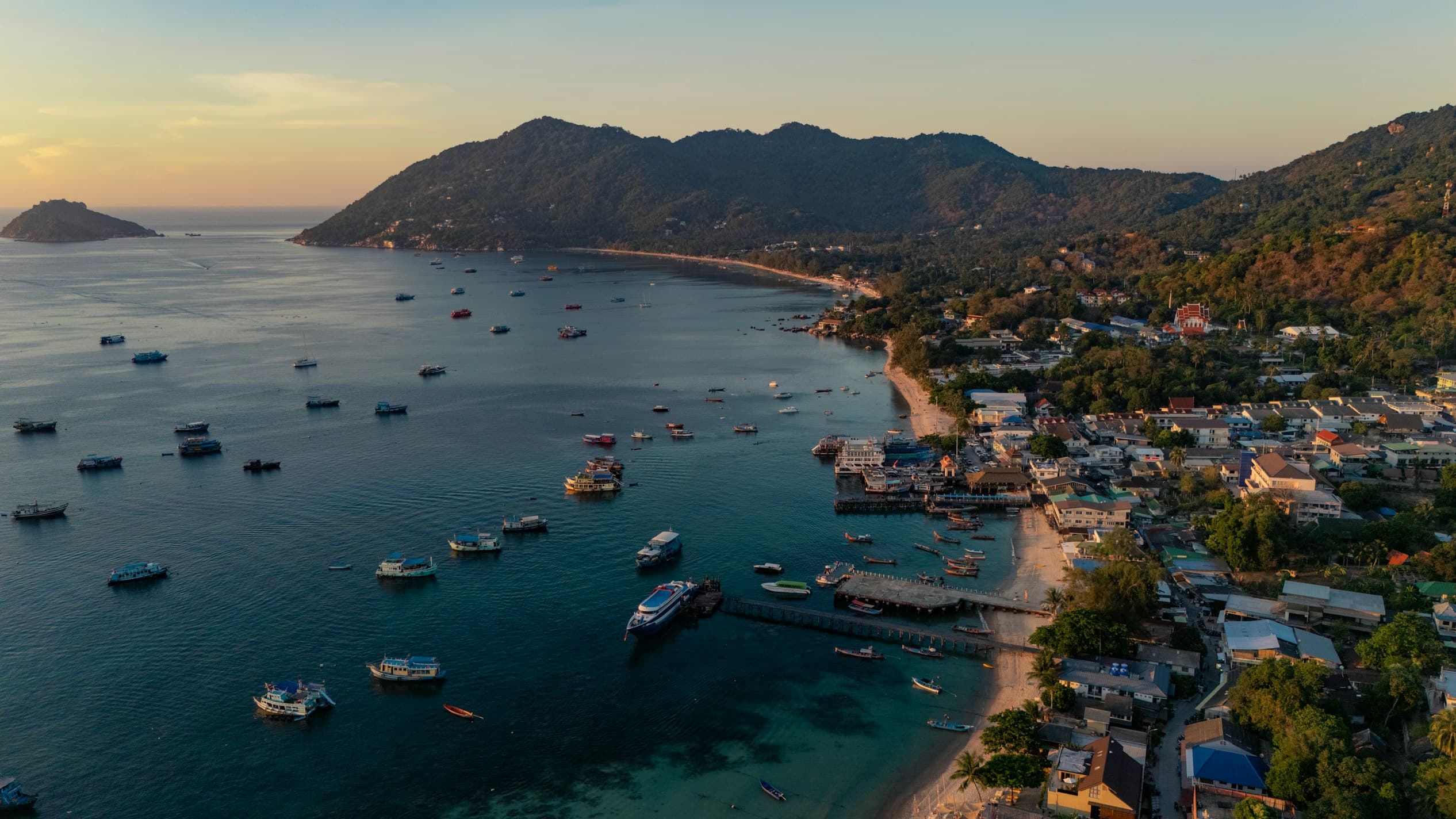 Aerial view of Koh Tao island and its surrounding bays